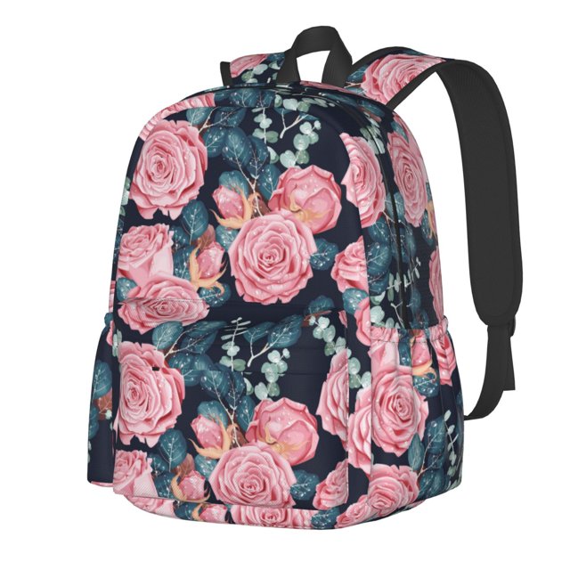 Disketp Rose Flowers Mochila Escolar de Gran Capacidad y Peso Ligero, Mochila de Viaje Ideal para Escuela, Trabajo y Uso Diario, Cómoda y con Estilo