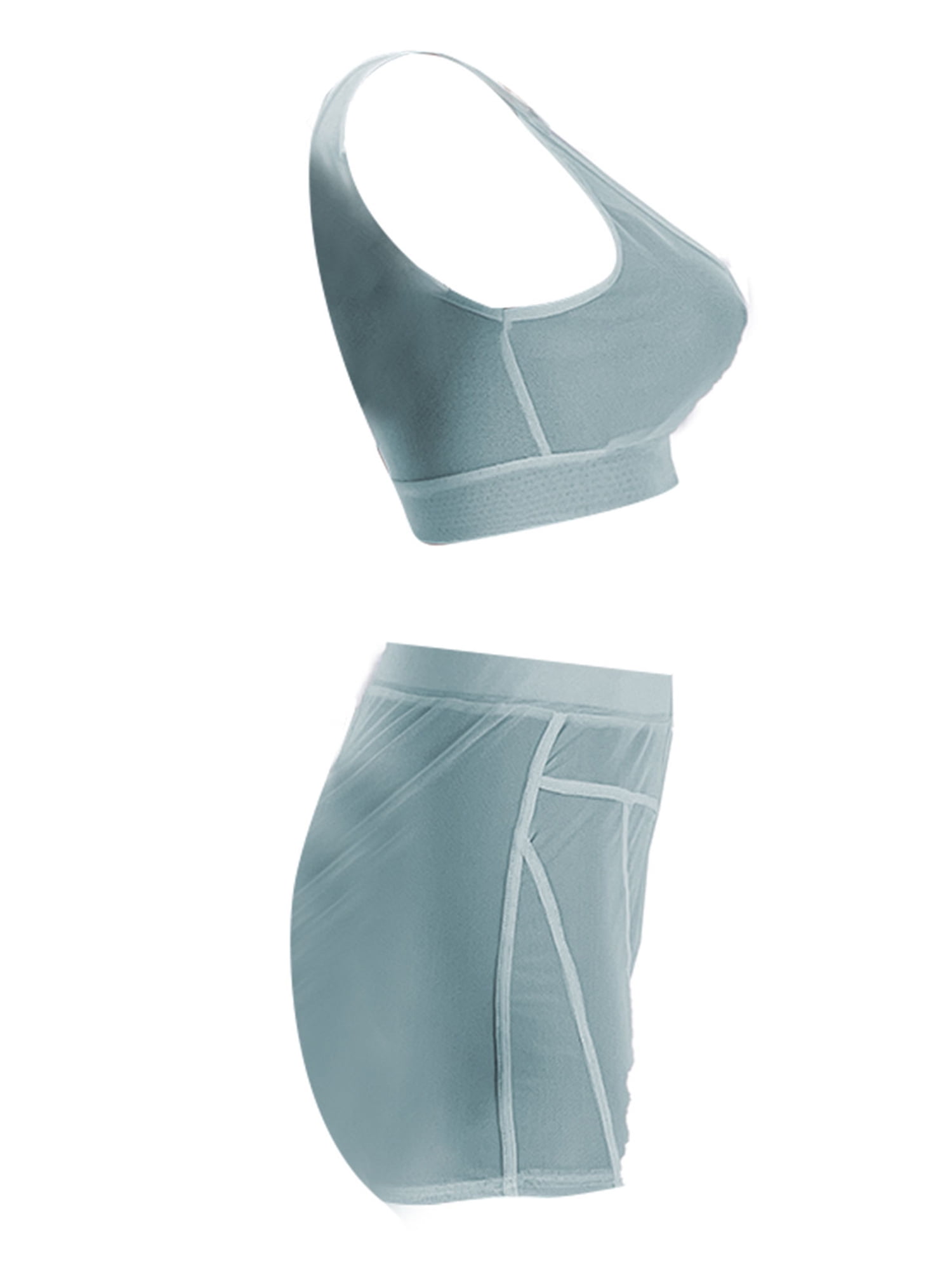 Genuiskids Women Mesh 2 Piece Outfit Sexy Sheer Mesh