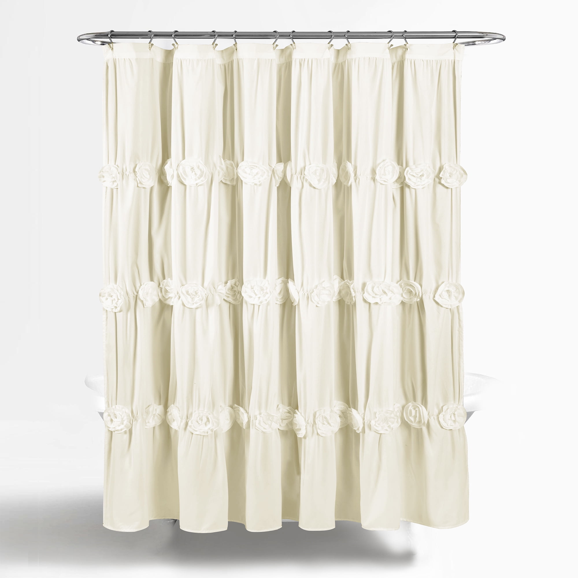 Lush Decor Darla Solid Shower Curtain, 72x72, Ivory, Single
