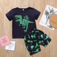 thumbnail image 2 of TOWED22 Toddler Baby Boy Clothes Dinosaur Truck Print Crewneck Short Sleeve T-Shirt Top Elastic Waist Cargo Shorts 2 Pieces Outfits(Green,6-7 Y), 2 of 7