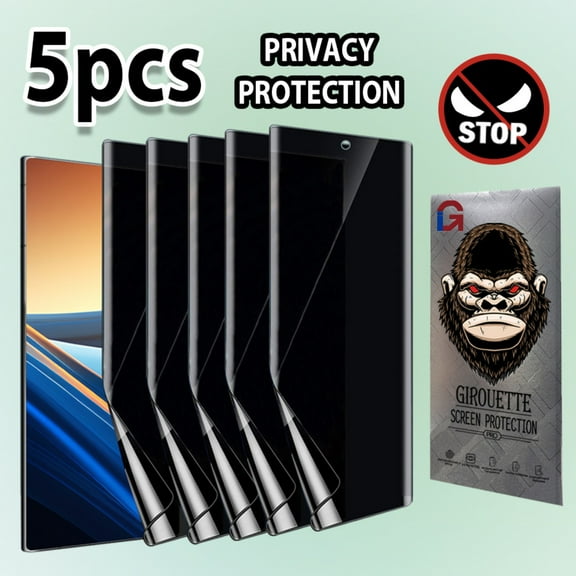 GIROUETTE [5 Packs] Privacy Screen Protector For Samsung Galaxy S24 Ultra/ S24 Plus/ S24 , Anti Spy Screen Protector, Anti Scratch， Support Fingerprint Unlock