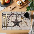thumbnail image 2 of Texas Star Vintage Placemats Set of 4, Brown Retro Berry Beige Wooden Branches Placemats for Dining Table, Place Mats for Kitchen Tabletop, Waterproof Wipeable Dining Table Mats Set, 2 of 9