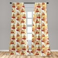 thumbnail image 5 of Ambesonne Rowan Curtains, Romantic Fall Season Tile, Pair of 28"x63", Orange Red Peach, 5 of 5