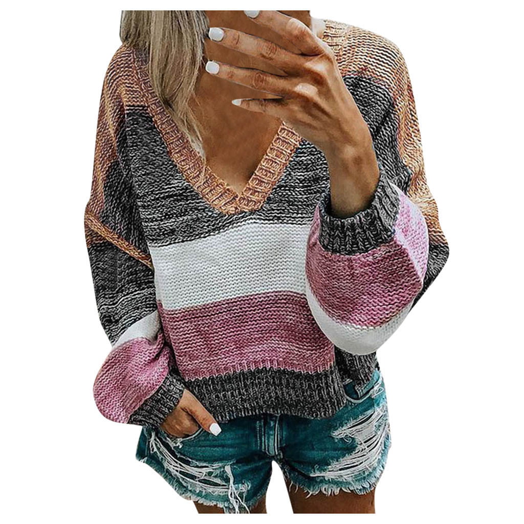 Fashion Sweaters Knitted Sweaters Nümph N\u00fcmph Knitted Sweater black striped pattern casual look 