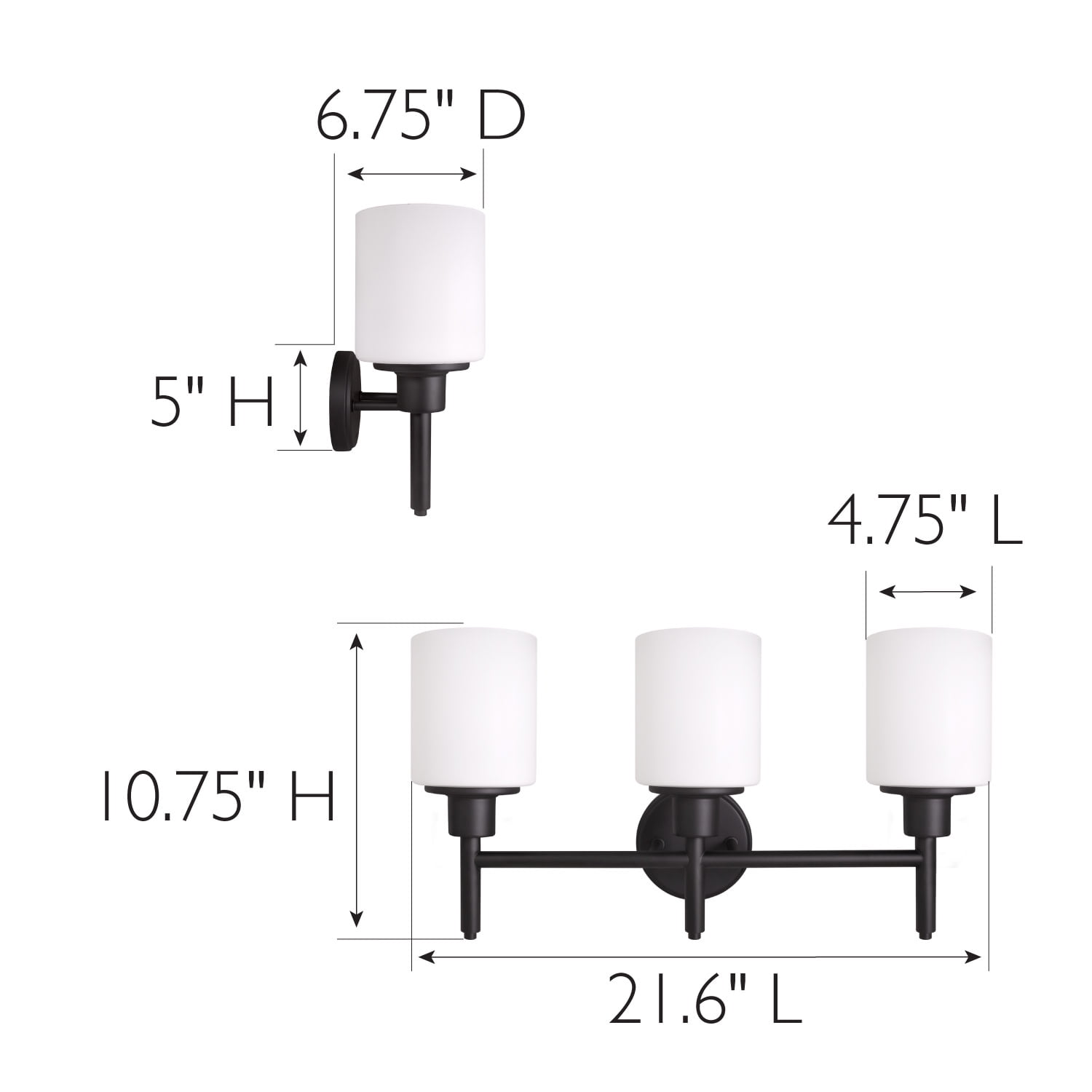 Design House Aubrey 3-Light Dimmable Indoor Bathroom Vanity Light with Frosted Glass