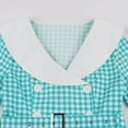 thumbnail image 6 of Women's Retro 1950s Cocktail Dress Lapel Button Plaid Short Sleeve A Line Swing Midi Prom Tea Dresses with Belt, 6 of 8