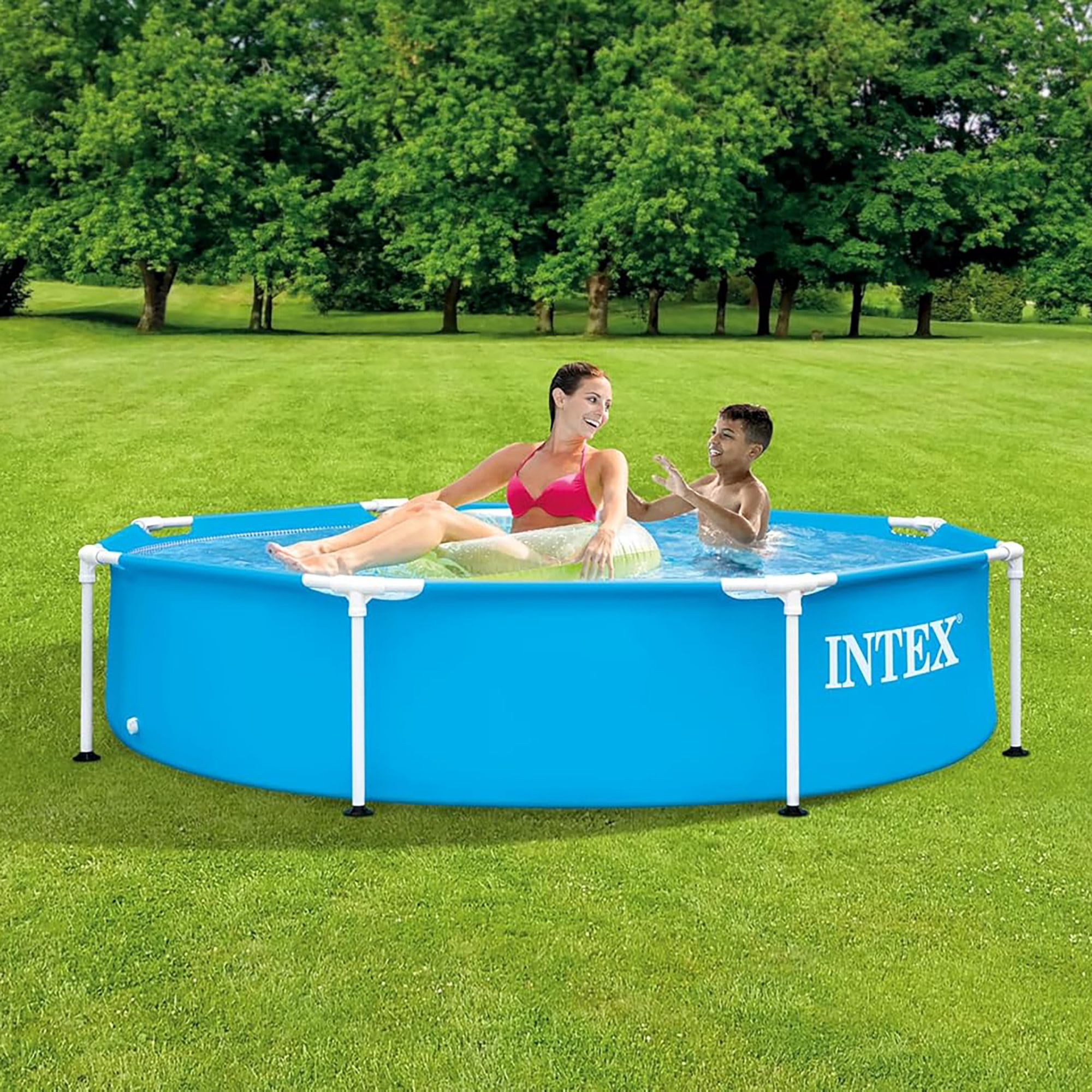 Intex: Metal Frame Pool - 8' x 20" - Above Ground Swimming, Puncture-Rust Resistant, Easy T-Joint Setup, Outdoor Family Water Play, 483 Gal, 28205EH