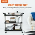 thumbnail image 2 of VEVOR Utility Service Cart with Lockable Wheels 3-Tier Food Service Cart 220lbs Capacity，for Kitchen Office Restaurant Home, Black, 2 of 9