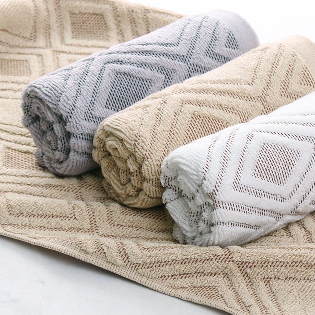 LQCrafK 100% Cotton Diamond Pattern Hand Towels for Bathroom Set of 4 (Beige Brown)