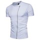 thumbnail image 1 of Camisa De Manga Corta Con Cremallera Oblicua Para Hombre, Camisa Con Cuello Levantado Sólido A La Moda (Blanco L)-200676.02 Tmvgtek Caballero, 1 of 7