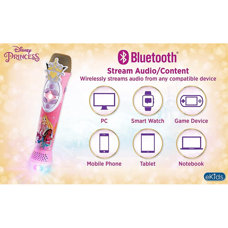 eKids Disney Princess - Auriculares Bluetooth con EZ Link, auriculares  inalámbricos con micrófono y cable auxiliar, auriculares para niños para