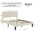 thumbnail image 3 of Taomika, Queen Size Upholstered Platform Bed Frame with Adjustable Headboard-Beige, 3 of 10
