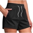 thumbnail image 4 of VBVC Women's Cotton Bermuda Sweat Shorts , Drawstring High Waisted Shorts For Women,Ladies' Knee Length Shorts with Pockets,Black,XS-2XL, 4 of 7