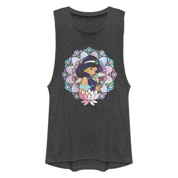 Junior's Aladdin Aladdin Jasmine Lotus Flower Festival Muscle Graphic T-Shirt