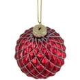 thumbnail image 4 of Northlight Glittered Glass Christmas Ball Ornament - 3.25" - Red and Silver, 4 of 7
