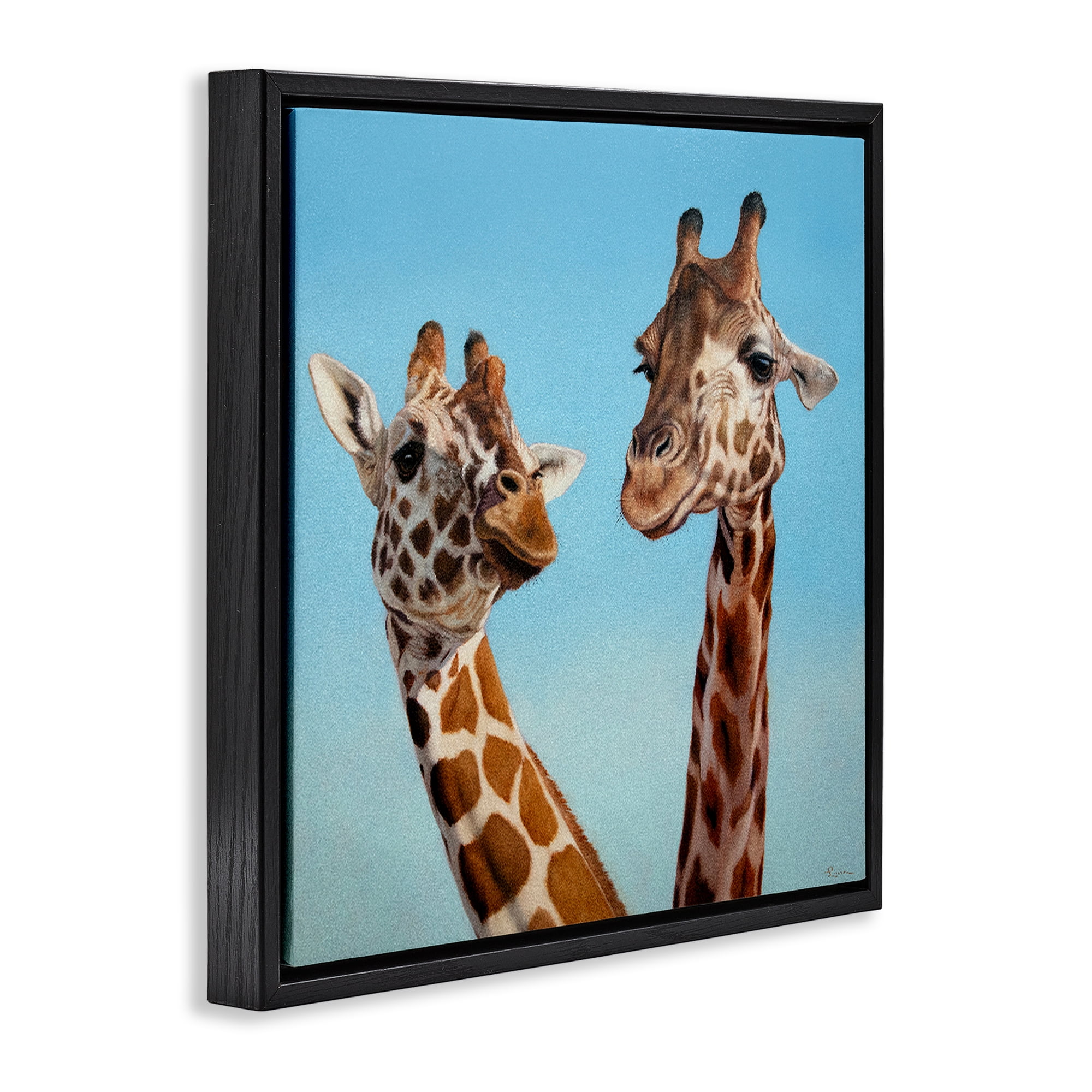 Stupell Industries Romantic Soulmate Giraffes Black Framed Floater Canvas Wall Art, design by Lucia Heffernan