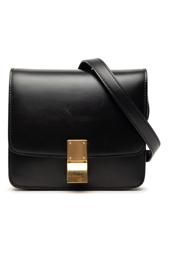 Pre-Owned Celine Classic Box Small Shoulder Bag, One-Shoulder, Black Leather, Women's CELINE