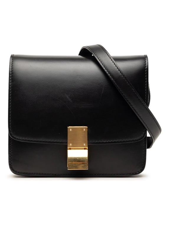 Pre-Owned Celine Classic Box Small Shoulder Bag, One-Shoulder, Black Leather, Women's CELINE