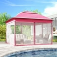 thumbnail image 6 of Meetleisure 11'x11' Pop Up Gazebo for Patios, Outdoor Canopy Tent with Sidewalls, Mosquito Netting, Pop Up Shelter for Wedding Party, Pink, 6 of 11