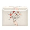 thumbnail image 7 of Yayeee Collapsible Storage Bin with Lid Fabric Closet Decorative Basket with Handles, Red Flower, 7 of 7