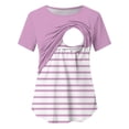 thumbnail image 5 of BRGZLK Maternity Nursing Tshirt for Womens Trendy Short Sleeve Stripe Patchwork Breastfeeding Tops Pregnant Breathable Comfortable Tees Pink S, 5 of 8