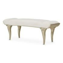 Michael Amini Villa Cherie Faux Fur Fabric Bed Bench in Pearl Ivory/Chardonnay