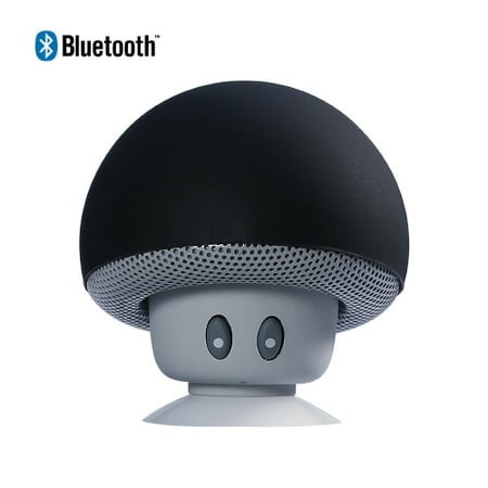 Bluetooth Speaker Black. Mini Portable Mushroom Design Speaker, With Bottom Sucker Function. Wireless-Auto Pairing With All Bluetooth Devices. Built In
