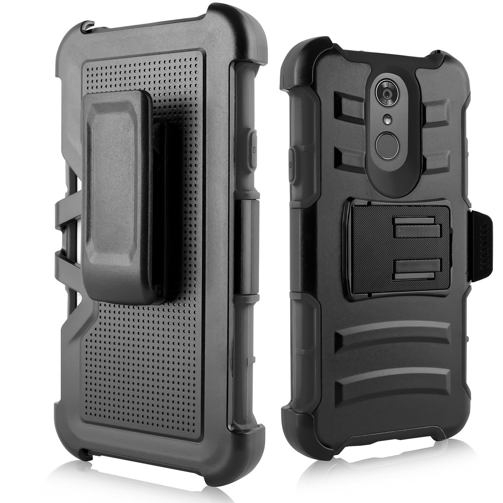 for 5.5" LG Q7 Plus Belt Clip Holster Kickstands Hybrid Shock Armor