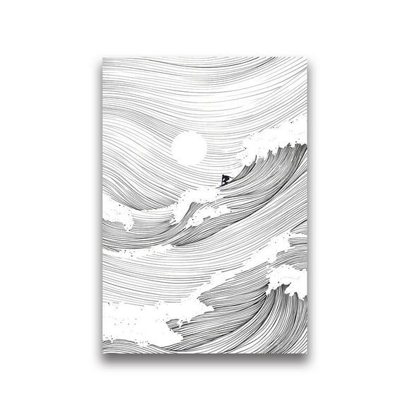 Waves Line Art Pictures Surfing Penguin Manta Dolphin Whale Prints Canvas Painting for Home Living Room Decoration50 x 70 cm (without frame),10