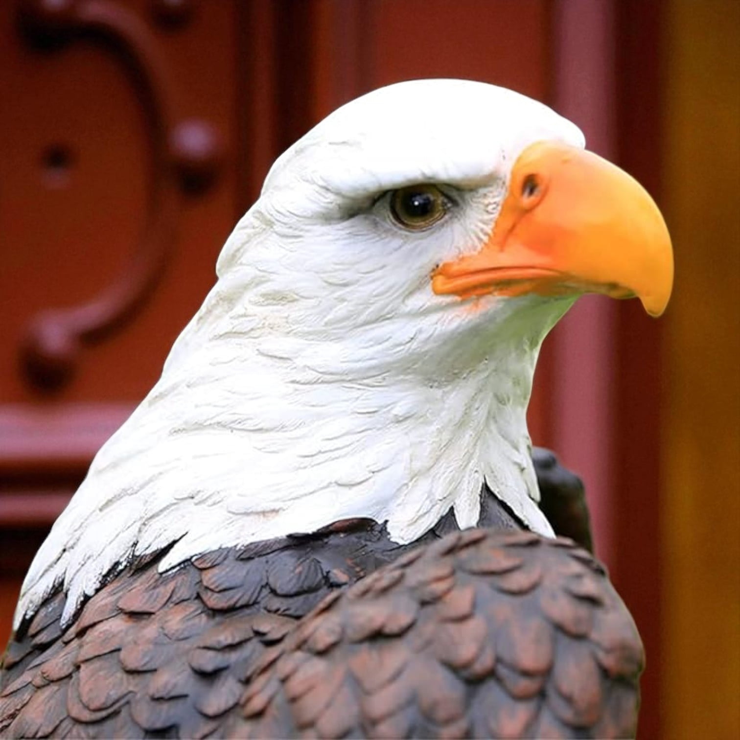 Ur Home Decor LLC 24" Solid Concrete Bald Eagle Garden Statue, 70 lb Outdoor Patriotic Yard Decor