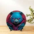 thumbnail image 6 of Disketp Neon Cyberpunk Blue Bear Ceramic Plate Dinner Plates Bone China Decorative Plates Art Ceramic Ornaments for Wall Hanging Decoration -7in, 6 of 6