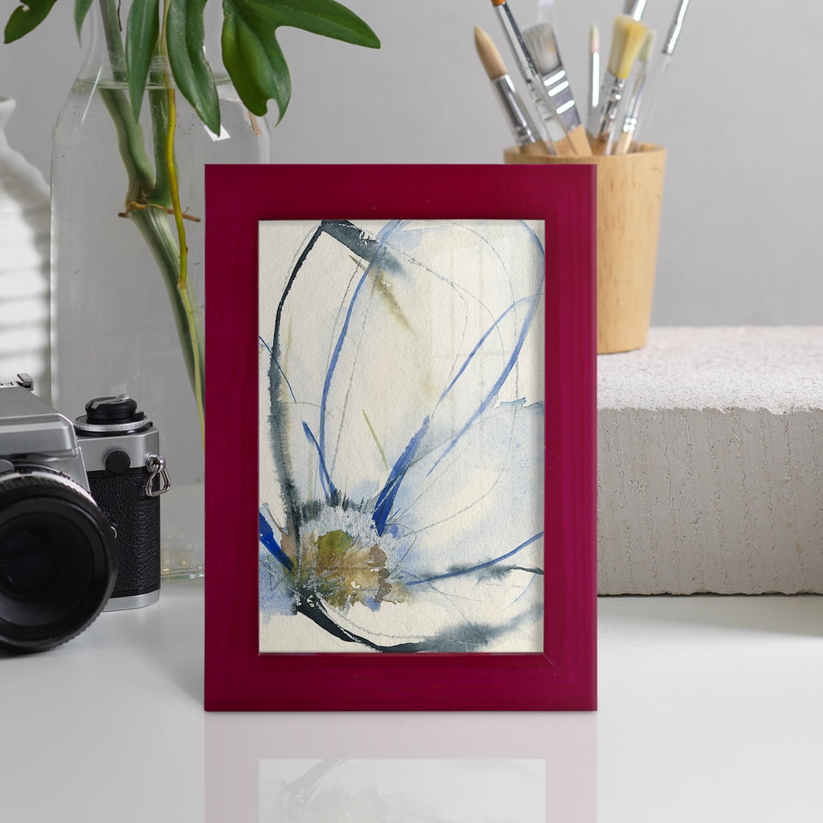 Cobalt & Paynes Petals II - Framed Print w/glass - Cherry Red