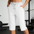 thumbnail image 2 of SBYOJLPB Women's Capris Pants Elastic Waist Drawstring Loose Casual Cropped Trousers with Pockets, 2 of 9