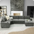 thumbnail image 4 of Harper & Bright Designs U-Shaped 6-Seat Chenille Sectional Sofa with Chaise Lounge and Cup Holders, Deep Seating Corner Couch Set for Living Room/Apartment, 119*67" Gray, 4 of 20