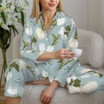 thumbnail image 6 of Pajama Sets for Women 2 Pcs, Tulips Flowers Blue Button Down Long Sleeve Sleepwear Lounge PJ Sets, 6 of 6