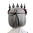 thumbnail image 4 of Corona gótica de rosas rojas para Halloween, diadema de flores para novia, guirnalda para el cabello, tocado de boda, accesorios florales para la cabeza, tocado, 4 of 4