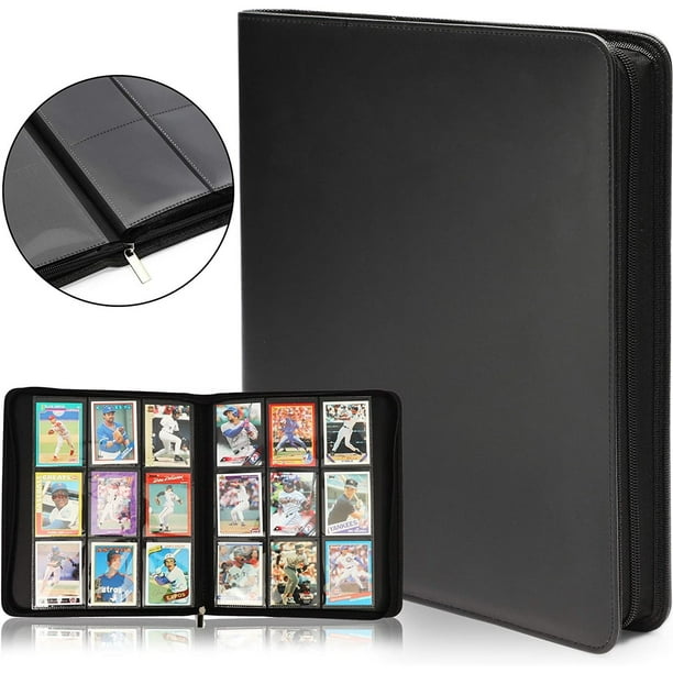 Bright Creations Card Binder with Zipper - 9 Pockets Trading Cards Album  Folder - 360 Side Loading Pockets (Black)