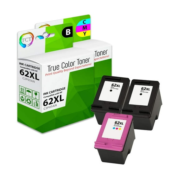 TCT 62XL Ink Cartridge 3 Pack - Premium Compatible Replacement for HP 62XL 62 XL