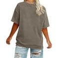 thumbnail image 5 of Sevevn Women's Casual Loose Fit T-Shirt Summer Short Sleeve Oversized Top Basic Round Neck Tee for Daily Wear Khaki XXXXXL, 5 of 6