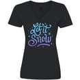 thumbnail image 3 of Inktastic Winter Let It Snow Lettering in Blue with Snowflakes Women's V-Neck T-Shirt, 3 of 5