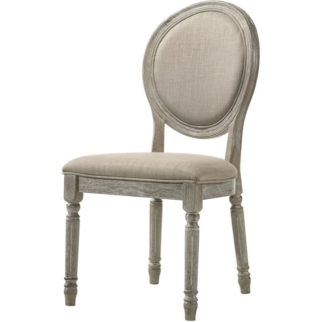 ACME Chaise Latérale en Tissu Faustine Couleur Tan et Chêne Clair Récupéré Ensemble de 2
