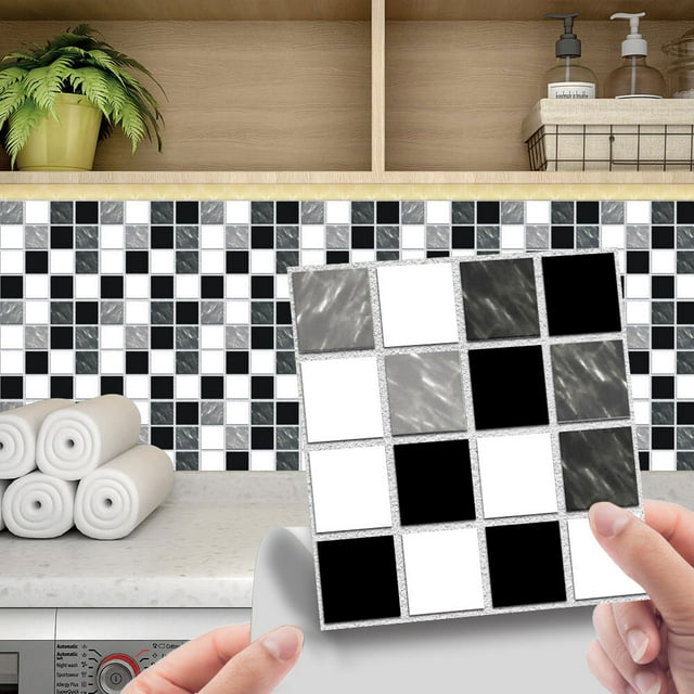 MAWCLOS Decals Peel And Stick Tile Sticker Backsplash Tiles 24 Pack Removable Wall Stickers PVC Floral Moroccan Waterproof DIY Style 3 3.94x3.94"/10x10cm