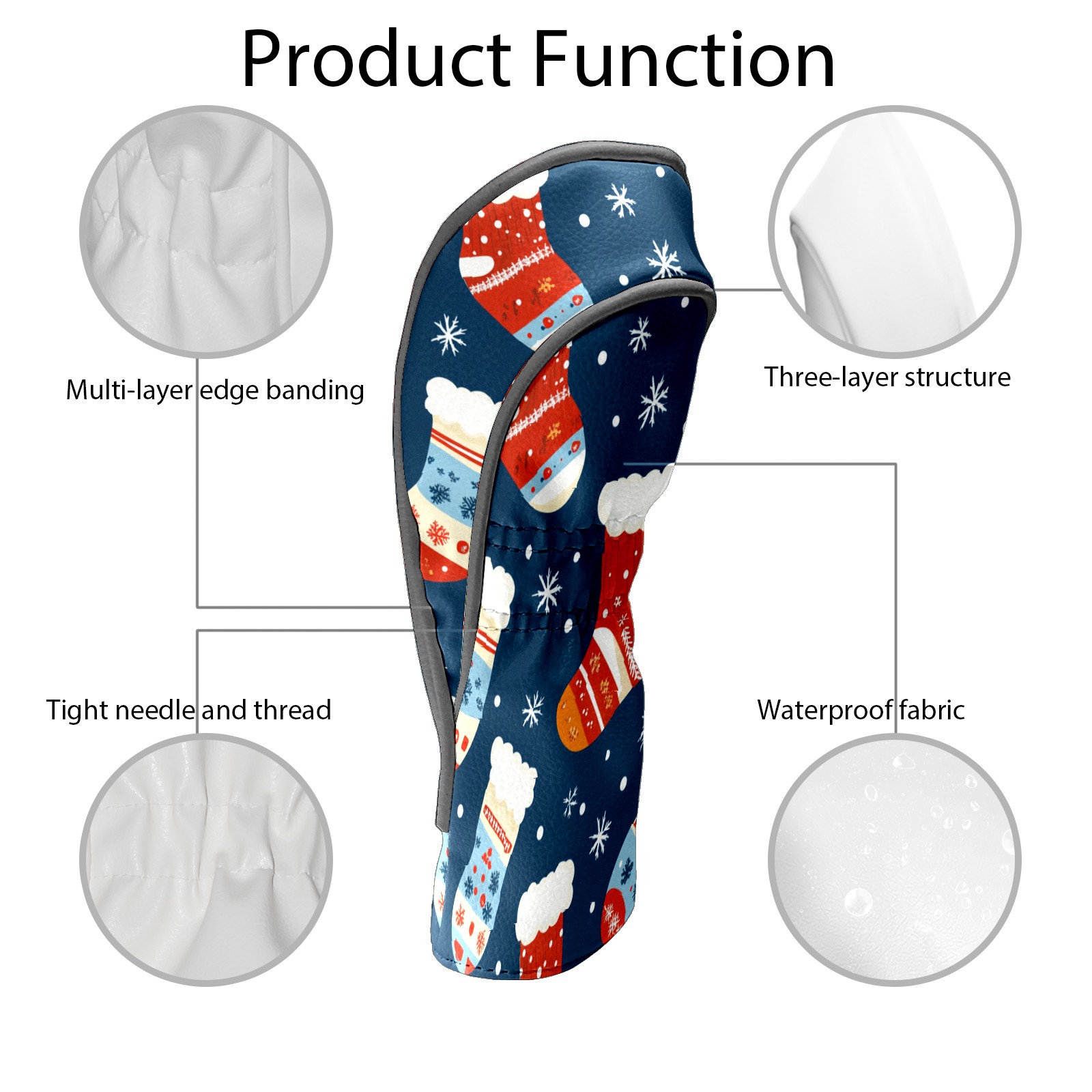 Golf Club Covers PU Leather Waterproof Head Covers for Fairway Woods Hybrids Christmas Stockings