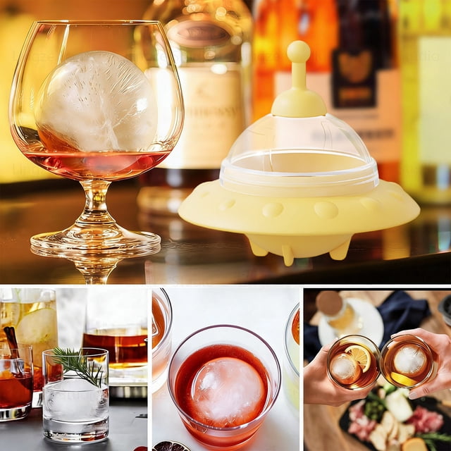 Whiskey Round Ice Cube Tray Silicone Bulb Shaped Ball Ice Maker for Cocktails Freezer