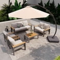 thumbnail image 4 of LazySunsets 6 Piece Aluminum Patio Furniture Set, 7-Seat Oversized Outdoor Sectional with Patio Umbrella, Light Gray, 4 of 10