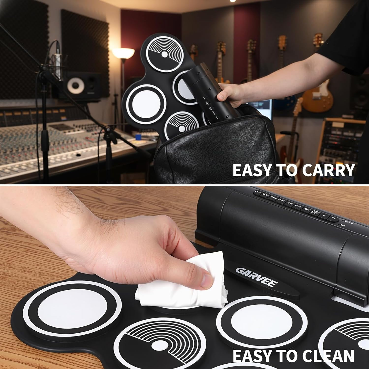7-Pad Electronic Drum Set with Headphone Jack, Built-In Speaker, Drumsticks & Pedals, Portable Electric Drum Kit for Beginners