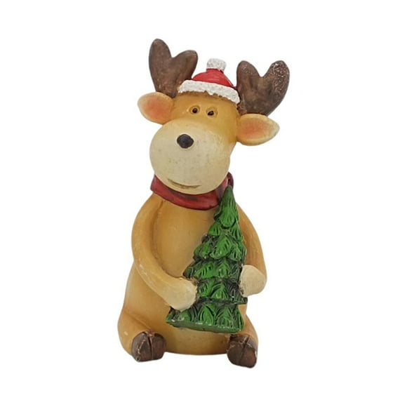 veasfak Reindeer Ornament Small Cute Xmas Elk Statue Cabinet Crafts Shelf Decor Birthday Christmas tree