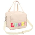 thumbnail image 6 of Qenwkxz Lunch Bag with Handle and Adjustable Shoulder Strap Reusable Lunch Tote Bag with Embroidery Letters for Work School Outdoor Picnic Beige, 6 of 10