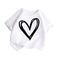 thumbnail image 5 of SGMVNU 2 Pack Girl's T Shirts Fashion Summer Short Sleeve Heart Print Graphic Tees Casual Loose Fit Basic Top, Size 7-8 Years, Pink & White, 5 of 5