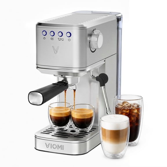 VIOMI T1 Espresso Machine 20 Bar, Espresso Maker with Milk Frother, Coffee Machine with 37oz Removable Water Tank, Expresso Coffee Machines for Home Barista, Latte & Cappuccino Machine, Silver